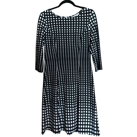 Joseph Ribkoff Cocktail Sheath Dress Womens 10 Black White Print Evening - Picture 1 of 7